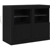 vidaXL LED Dressoir 2 st 41 x 37 x 67 cm Bewerkt hout Zwart Eiken