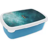 MuchoWow Broodtrommel Blauw - Lunchbox Bootje - Water - Blauw - Brooddoos 18x12x6 cm - Brood lunch box - Broodtrommels voor kinderen en volwassenen