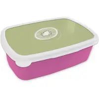 MuchoWow Broodtrommel Roze - Lunchbox Kiwi - Lijntekening - Minimalistisch - Groen - Brooddoos 18x12x6 cm - Brood lunch box - Broodtrommels voor kinderen en volwassenen