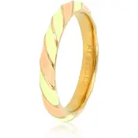 My Bendel - Goudkleurige Ring met Oranje en Groen Epoxy - Goudkleurige Ring - Oranje en Groen Epoxy - Kleurrijk Accessoire - met Luxe Cadeauverpakking | Sieraden Voor Dames | Maat 17.00 Mm / Maat 53