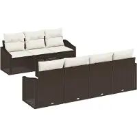 vidaXL Bankstel 8 st Bruin en Crème poly rattan