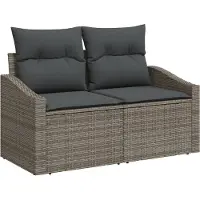 vidaXL Tuin Sofa met kussen Grijs 124 x 62 x 69cm poly rattan