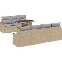 vidaXL Tuinbank Set 8 st Beige poly rattan