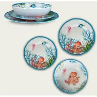 Arca ABISSI - Set van 2 Melamine Dinerborden Ø28xH2cm – licht in gewicht – makkelijk stapelbaar – voor binnen en buiten