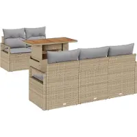vidaXL Tuinbank Set 6 st 5-Aantal zitplaatsen beige en lichtgrijs