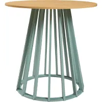 En.casa Eettafel 'Lensuu', 76 x Ø80 cm. Keukentafel met houten frame. Ronde bistrotafel in pastelgroen/eikenlook