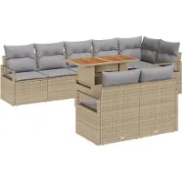 vidaXL Tuinbank Set 9 st 8-Aantal zitplaatsen Beige en Grijs