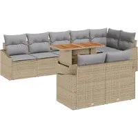 vidaXL Tuinbank Set 9 st Beige en Grijs