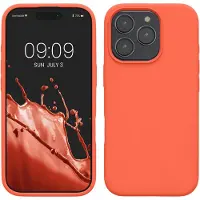 Kwmobile telefoonhoesje geschikt voor Apple iPhone 16 Pro Max - Hoesje met siliconen coating - Smartphone case in levendig koraal