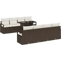 vidaXL Tuinbank Set 9 st 6-Aantal zitplaatsen Bruin en Crème