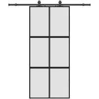 vidaXL Schuifdeur met beslagset 90x205 cm gehard glas zwart