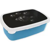 MuchoWow Broodtrommel Blauw - Lunchbox Discoballen - Minimalistisch - Zwart - Brooddoos 18x12x6 cm - Brood lunch box - Broodtrommels voor kinderen en volwassenen