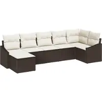 vidaXL Tuinbank Set 7 st Bruin en Crème poly rattan