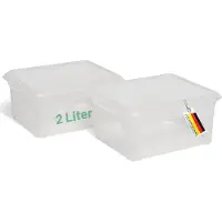 Novaliv 2x opbergdoos met deksel klein 2 L transparant nestbaar stapelbaar kunststof doos met clipsluiting kunststof BPA-vrij 20 x 16,5 x 9 cm