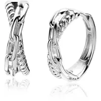 Zinzi 18mm zilveren luxe oorringen cross-over met paperclip schakel en gedraaide baan 18x6mm met klapsluiting ZIO2544