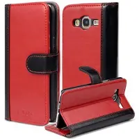 Cadorabo Boek met tweekleurige streep (Galaxy J5 (2015)), Smartphonehoes, Rood