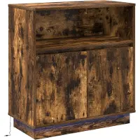 vidaXL LED-zijtafel, gerookt eikenhout, 71 x 34,5 x 75 cm, houtvezel