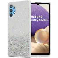 Cadorabo Hoesje geschikt voor Samsung Galaxy A32 5G in Transparant met Glitter - Beschermhoes van flexibel TPU silicone met fonkelende glitters Case Cover Etui