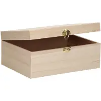 Sans marque Houten kist A5 formaat - Klepdeksel - Slotje - Paulownia