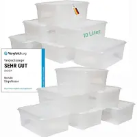 Novaliv 12x opbergdozen met deksel 10L transparante dozen stapelbaar nestbaar opbergdozen met clipsluiting kunststof BPA-vrij 37x26x14 cm