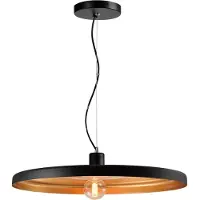 QUVIO Hanglamp modern - Dun design - Zwart met gouden binnenkant - Diameter 60 cm
