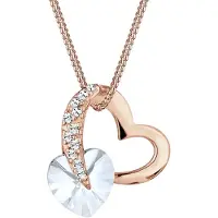 Elli - Halsketting - Dames hart symbool hanger kristallen in 925 sterling zilver verguld - Dames