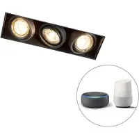 QAZQA Moderne smart inbouwspot zwart trimless incl. 3 GU10 Wifi - Oneon 3