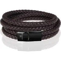 Memphis dubbele wrap armband Leer Bruin Zwart-21cm