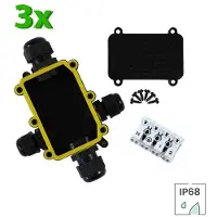 Lybardo 3 pack Lybardo Waterdichte IP68 4-weg connectoren voor 3-draads aansluiting draaddikte 5-9 mm T?V