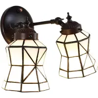 Clayre & Eef Wandlamp Tiffany, 30x23x23 cm, wit, bruin, glas