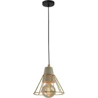 QUVIO Hanglamp industrieel - Beton met prismavormige kooi - Diameter 18 cm