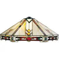 LumiLamp Lampenkap tiffany Ø 58x23 cm rood glas driehoek glazen lampenkap
