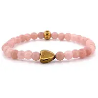 Heaven Eleven KIDS - meisjes - armband - edelsteen - sunstone - 4mm - Goud - pyrite - hart
