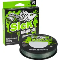 Berkley Sick Braid, mosgroen, gevlochten vislijn. Beschikbaar in gewenste lengte. Diameter per mm: 0,10. Draagkracht: 7,5 kg