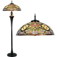 Clayre & Eef Tiffany vloerlamp ROSALY, multicolor, Woon-/ Eetkamer, Glas, Tiffany, vloerlamp