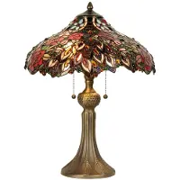 Clayre & Eef Tiffany tafellamp Ø 43x58 cm groen glas roos tiffany bureaulamp