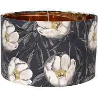Clayre & Eef Lampenkap hanglamp Ø 45x28 cm wit textiel rond bloemen