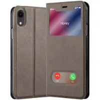 Cadorabo Boek met Uitzicht Dubbele Raambedekking (iPhone XR), Smartphonehoes, Bruin