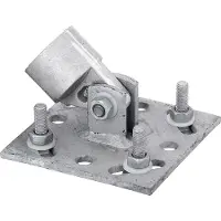 Alberts bevestigingsplaat, verzinkt, afmetingen 100 x 100 mm, geschikt voor palen met een diameter van 34 mm