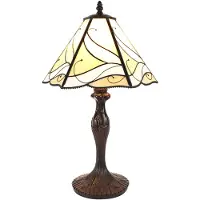 LumiLamp Tiffany tafellamp, diameter 31 cm, hoogte 43 cm, beige en wit glas