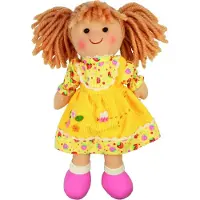 Bigjigs Toys Stoffen Pop Daisy - BIGJIGS - Meisjespop met Gele Jurk - 28 cm