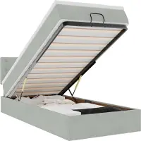 vidaXL Ottoman bed met matras en LED's 80x200cm fluweel lichtgrijs
