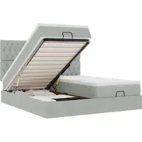 vidaXL Ottoman bed met matrassen 160x200cm fluweel lichtgrijs