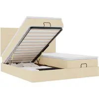 vidaXL Ottoman bed met matrassen 200x200cm stof crèmekleurig