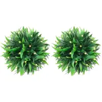 vidaXL Kunstbuxusballen met LED-verlichting 2 st 20 cm groen