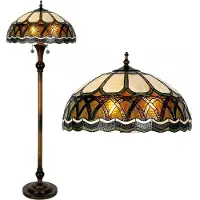 Clayre & Eef Tiffany vloerlamp Ø 56x164 cm beige glas halfrond staande lamp