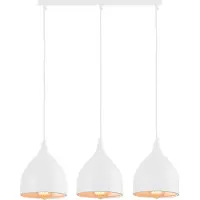 QUVIO Hanglamp modern - 3 lichtpunten met stalen kappen - 17 x 60 x 19 cm - Wit