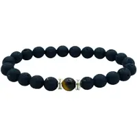 Rhylane Heren Armband met Lavasteen Kralen 8mm en Tijgeroog kraal