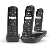 Gigaset Téléphone sans fil AS690 Trio avec répondeur Noir