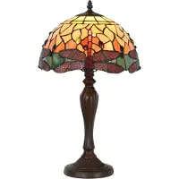 Clayre & Eef Tiffany tafellamp libelle Ø 30x53 cm glas kunststof tiffany